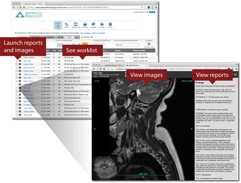 eRAD PACS API Screen w/ Advanced Radiology PACS Solutions | Radiology Order | PACS API | eRAD PACS